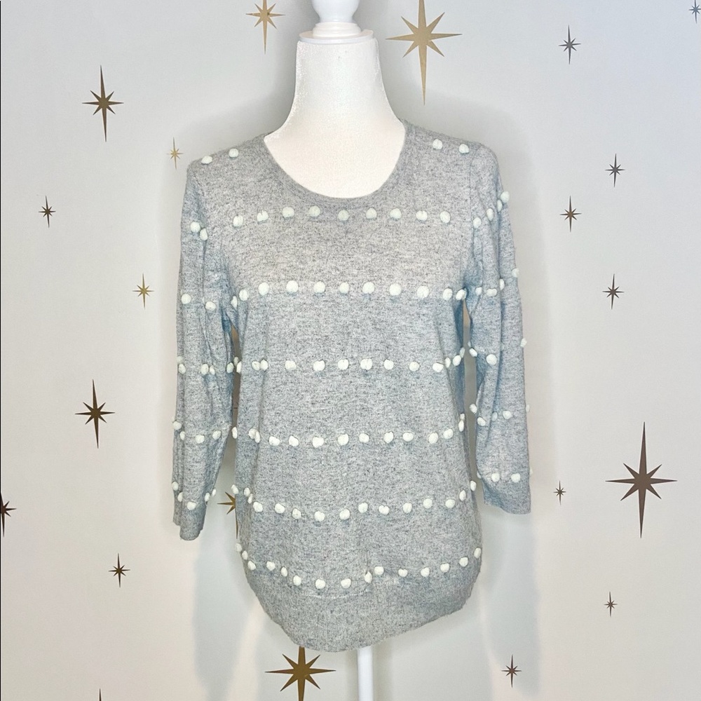 J. Crew | Grey Charley Sweater in Pom Pom Dot